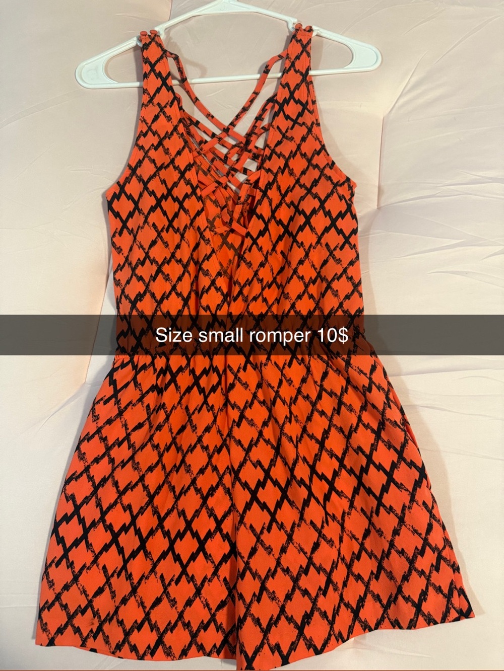 SHEIN Orange and Black Patterned Midi Dress